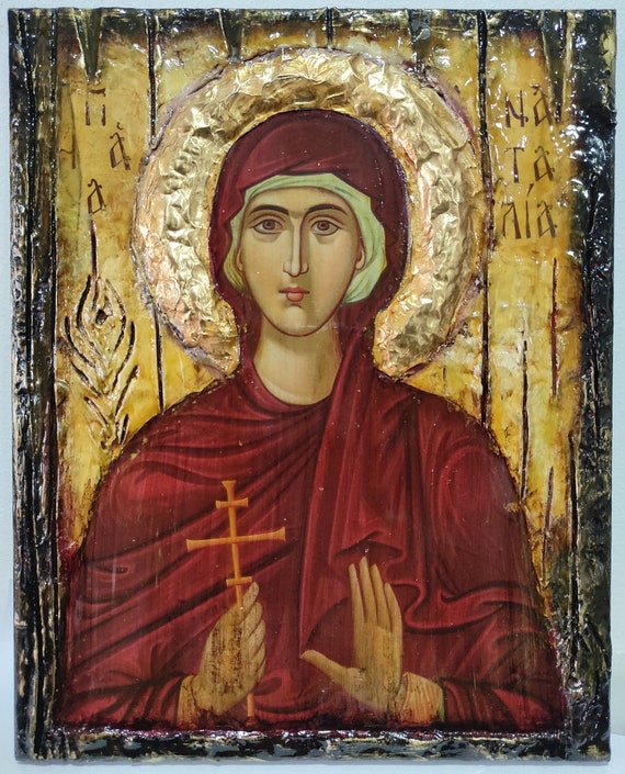 Saint St. Natalia, Nataly the Martyr Orthodox Icon - Handmade Greek Byzantine Wood Icons Antique Style