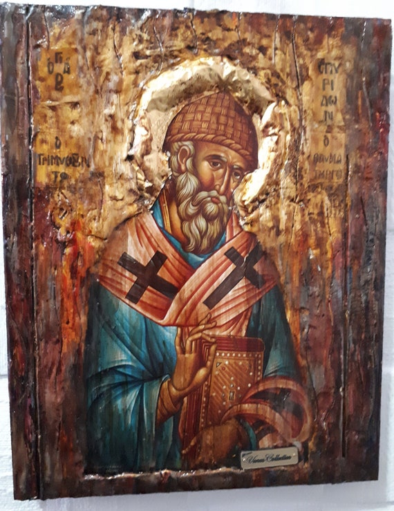 Saint Spyridon Wonderworker Bishop of Trimithus-Greek Orthodox Russian Icons