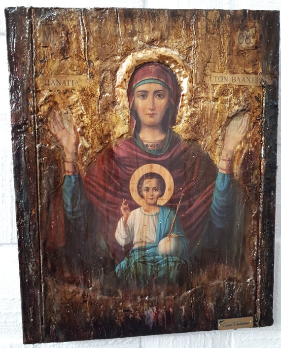 Virgin Mary of Vlachernon Icon-Handmade Greek Orthodox Byzantine Icons
