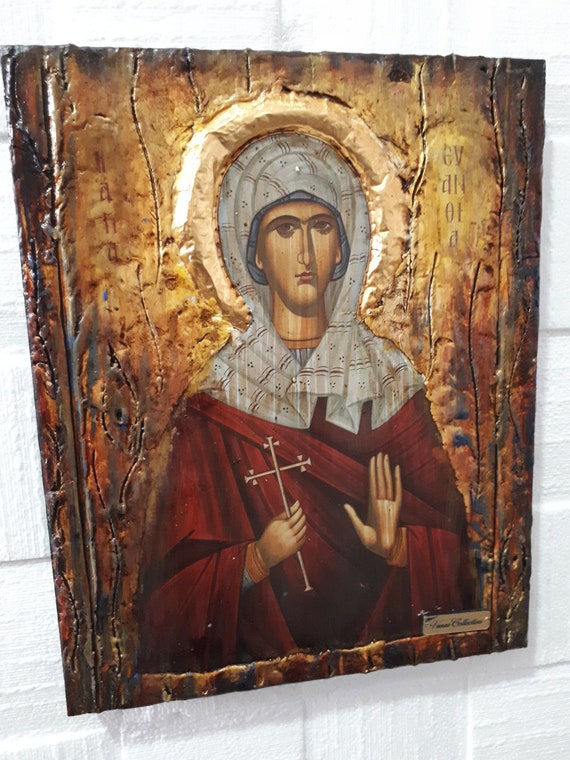 Saint Evanthia Orthodox Icon - Russian Greek Byzantine Wood Icons Antique Style