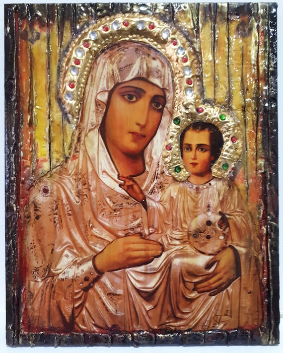 Virgin Mary with Jesus Jerusalem Icon - Orthodox Greek Byzantine Icons