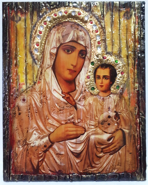 Virgin Mary with Jesus Jerusalem Icon - Orthodox Greek Byzantine Icons