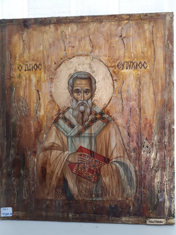 Saint St Eftyxios Eutychius Rare Greek Icon - Orthodox Religious Icon - Unique Item