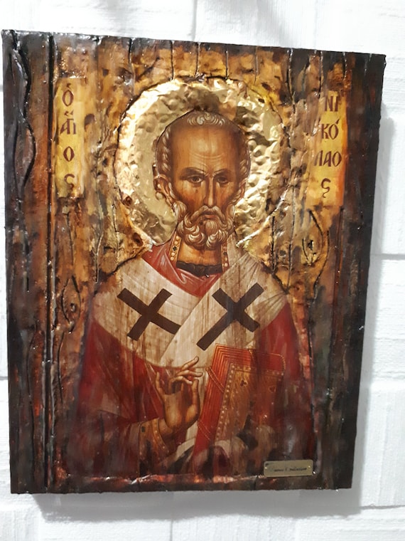 Saint St. Nikolas Nikolaos Nick - Christianity Orthodox Byzantine Greek Icons