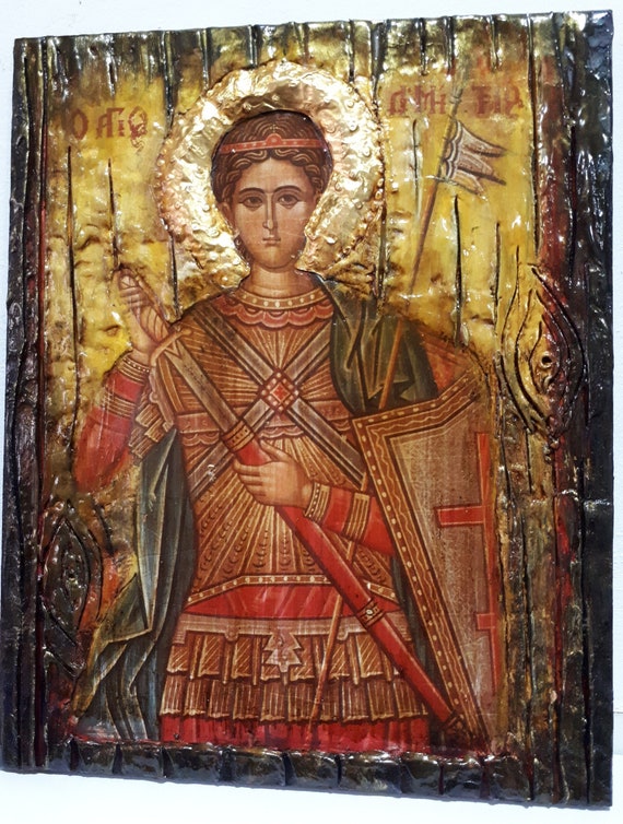 Saint St. Demetrius-Dimitrios Icon-Greek Orthodox Byzantine Russian Icons