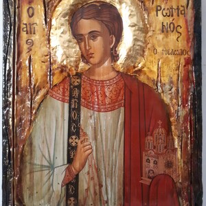 Saint St. Romanos the Melodist icon on Wood Icon-Orthodox Greek Christian Catholic Icons image 5