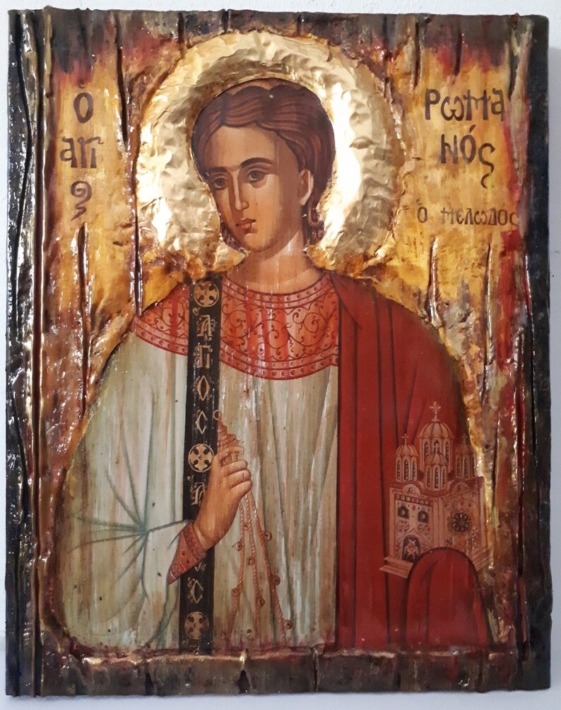 Saint St. Romanos the Melodist icon on Wood Icon-Orthodox Greek Christian Catholic Icons image 5