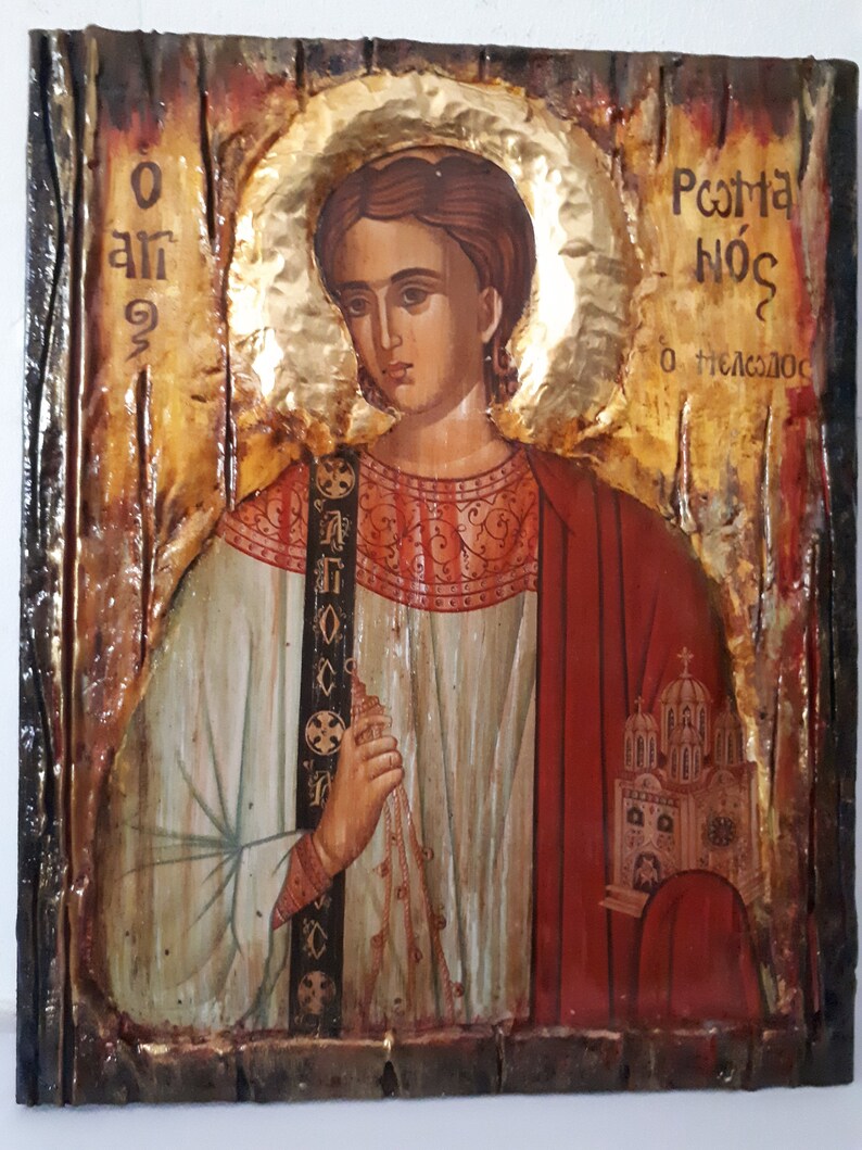 Saint St. Romanos the Melodist icon on Wood Icon-Orthodox Greek Christian Catholic Icons
