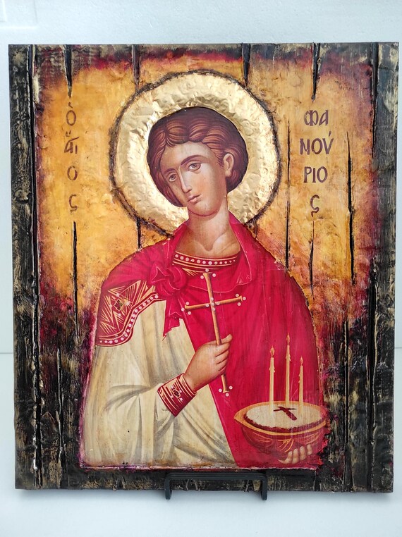 Saint St. Phanourios Fanourios Icon Handmade Greek Orthodox Byzantine Icons