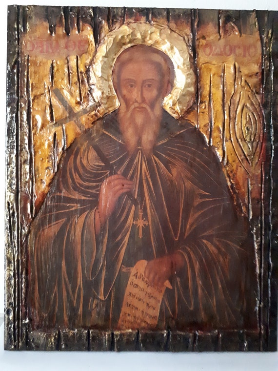 Saint Theodosius Theodosios the Great Cenobiarch-Greek Orthodox Icons on Wood