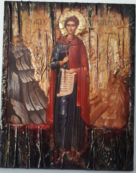Saint St.  Triantafyllos - Triantafillos the Martyr Icon-Byzantine Orthodox Greek Handmade Icons
