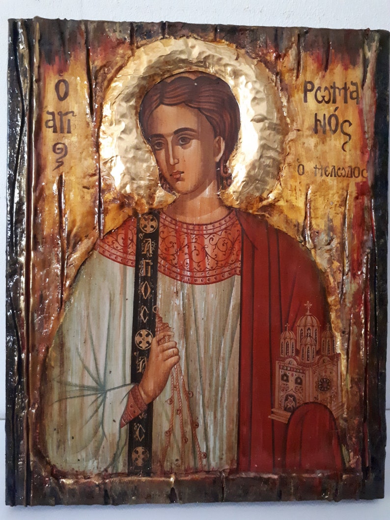 Saint St. Romanos the Melodist icon on Wood Icon-Orthodox Greek Christian Catholic Icons