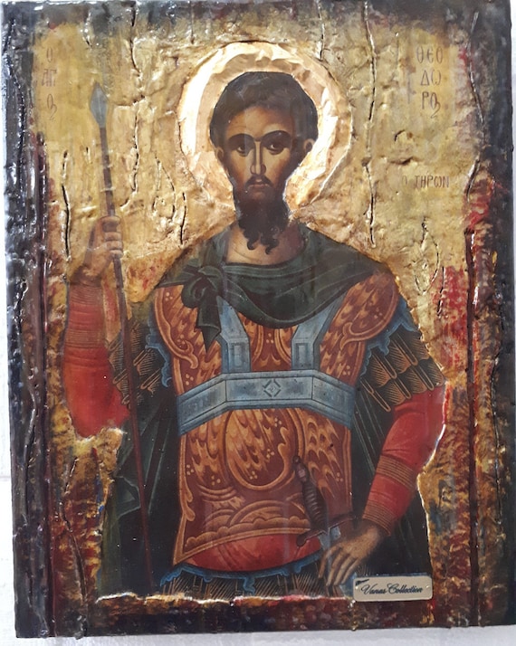 Saint Theodore Tiron Tyrone Icon-Greek Orthodox Byzantine Handmade Icons