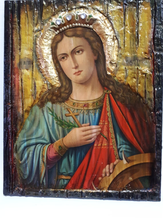 Saint St. Catherine Ekaterini  Icon- Greek Orthodox Byzantine Icons
