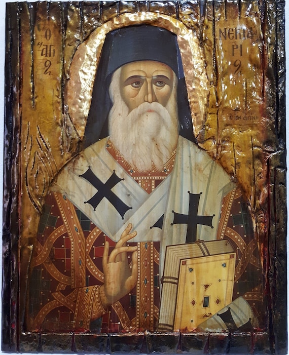 Saint St. Nectarios Nektarios of Aegina Island - Orthodox Greek Byzantine Icons