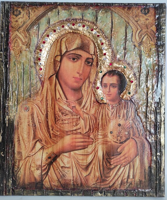 Virgin Mary with Jesus Jerusalem New Icon - Orthodox Greek Byzantine Icons