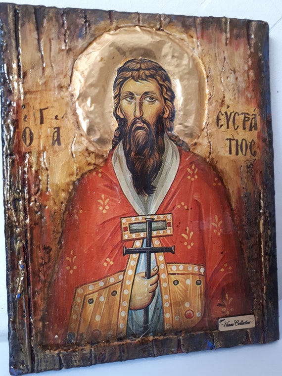 Saint St. Efstratios Greek Icon - Orthodox Byzantine Christianity Icons Antique Style Icon