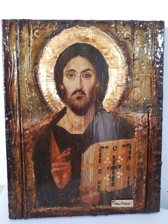 Jesus Christ Pantocrator Blessed of Sina-Christianity Orthodox Byzantine Greek Icons