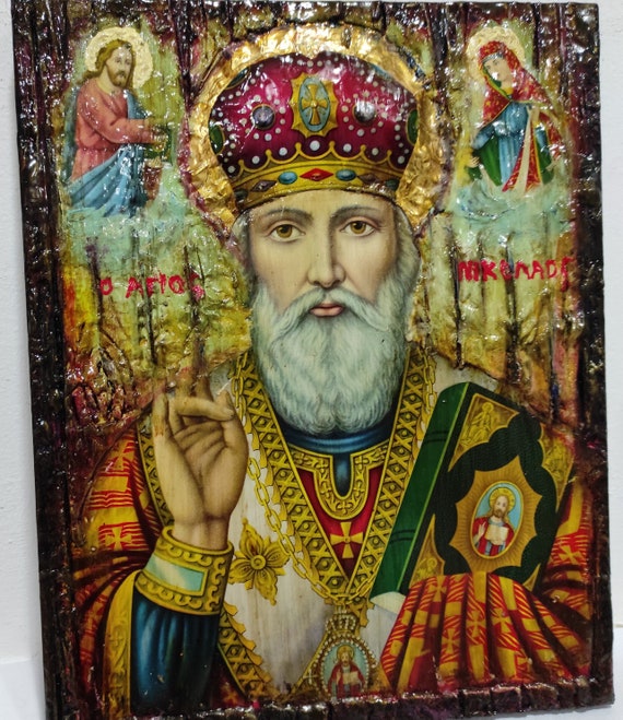 Saint St. Nikolas Nikolaos Nick - Christianity Orthodox Byzantine Greek Icons
