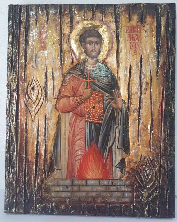 Saint Aimilianos-Saint Emilianos-San Emilio-Saint Emilian-San Emiliano-Sao Emilio Icon-Orthodox Greek Handmade Icons