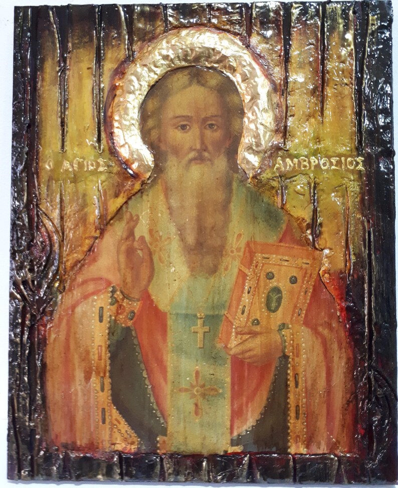 Saint Ambrose Ambrosius Amvrosios ΑΓΙΟΣ ΑΜΒΡΟΣΙΟΣ Icon-greek Orthodox ...