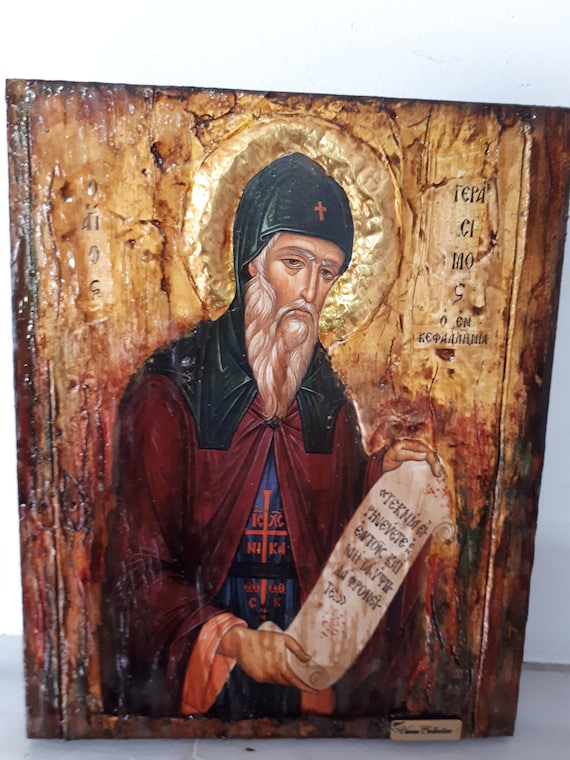 Saint Gerasimos-Handmade Greek Byzantine Icon-Orthodox Russian Christianity Icon