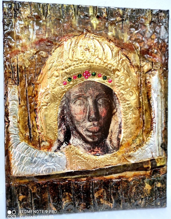 Archangel Michael of Mantamados Icon-Greek Handmade Byzantine Orthodox Icons