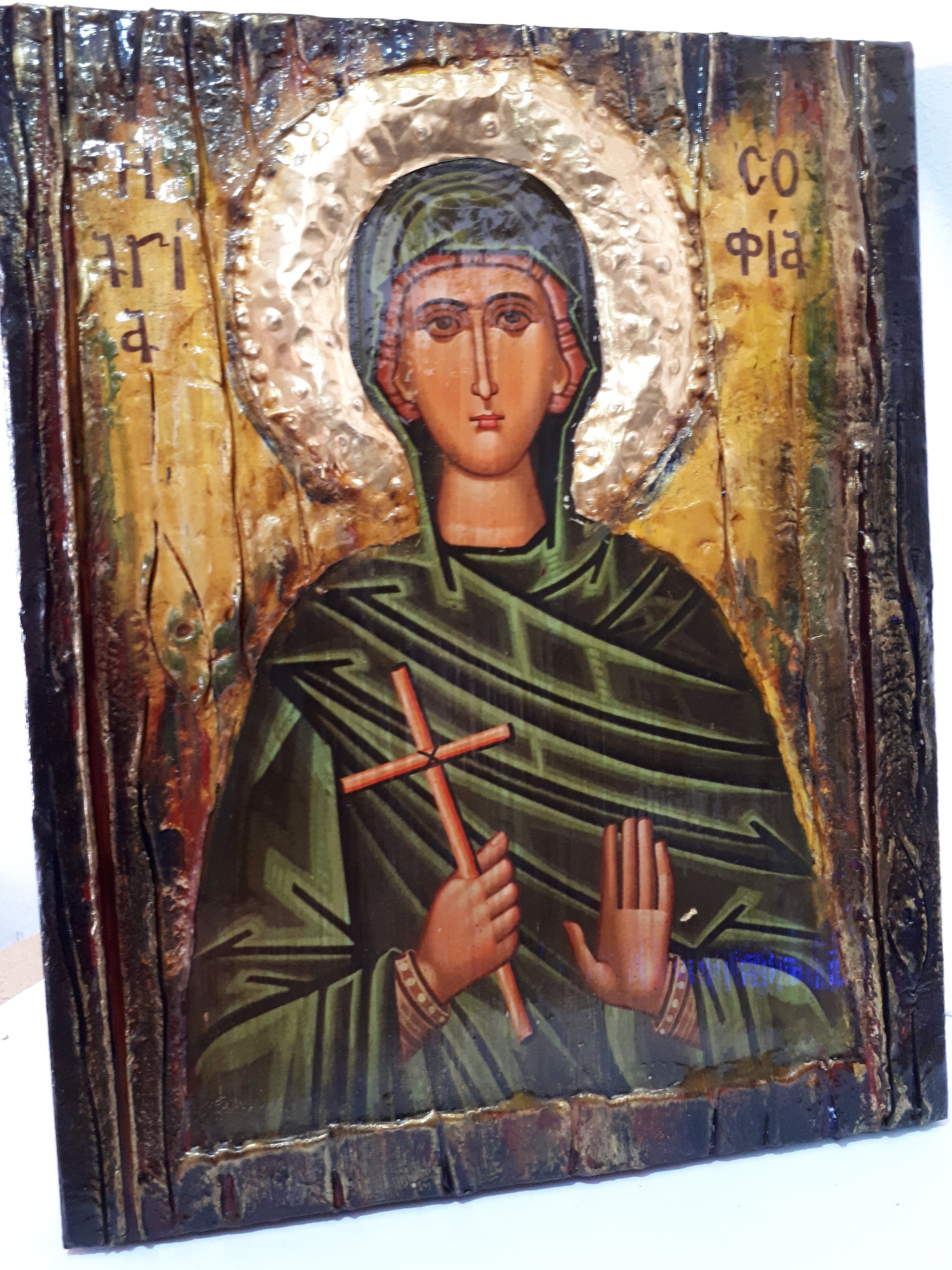St Sophia Sofia the Martyr Icon Rare Byzantine Greek Orthodox Antique