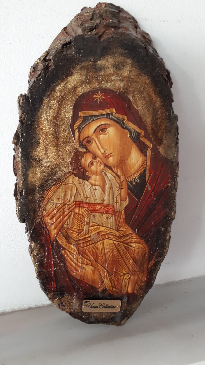 Virgin Mary with Jesus Christ Greek Christian Orthodox Icon image 0