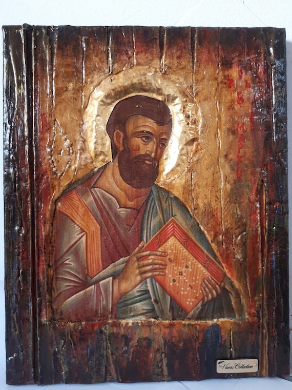 Saint Markos Mark Evangelist, the Apostle-Handmade Orthodox Christian Greek Icon