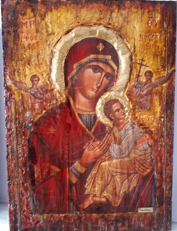 Holy Virgin Mary Fovera Prostasia Icon - Greek Orthodox Russian Byzantine Icon