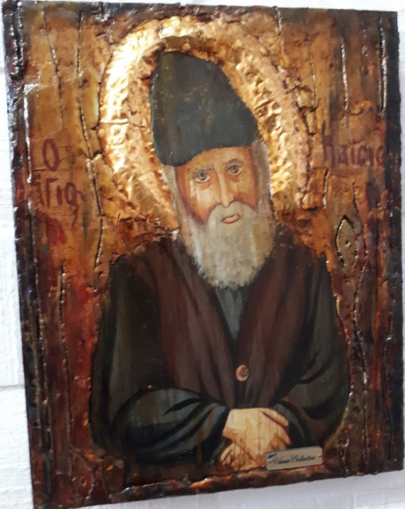 Saint St. Elder Paisios of Mount Athos Icon -Rare Orthodox Byzantine Greek Icons
