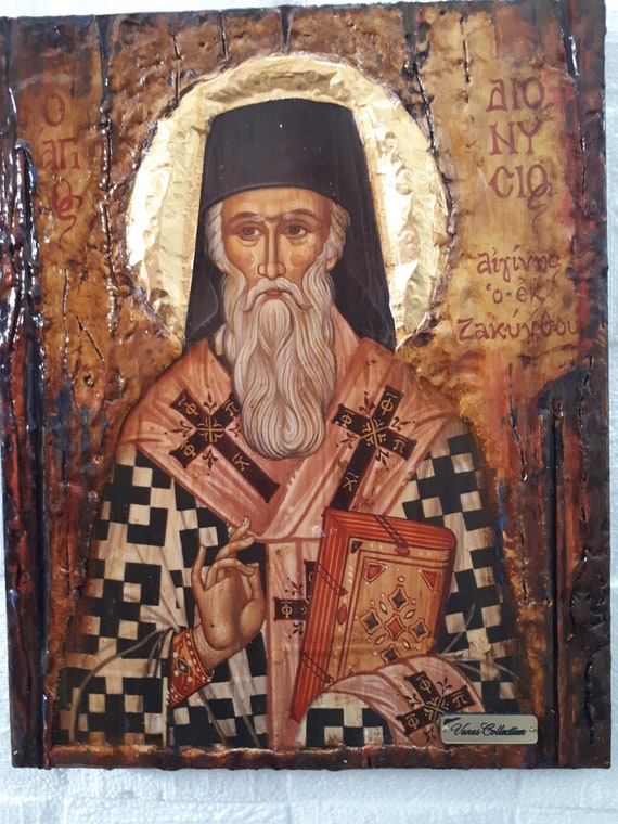 Saint St. Dionysius Dionysus of Zakynthos Aegina Icon-Greek Orthodox Handmade Byzantine Icons