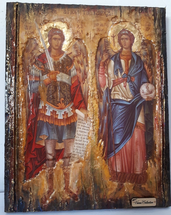 Archangels Michael Gabriel Icon-Greek Christian Orthodox Byzantine Icons
