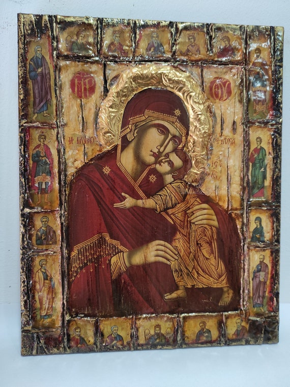 Virgin Mary Glykofilousa Panagia Glykofilousa-Glykophilousa Greek Orthodoxox Byzantine Icons
