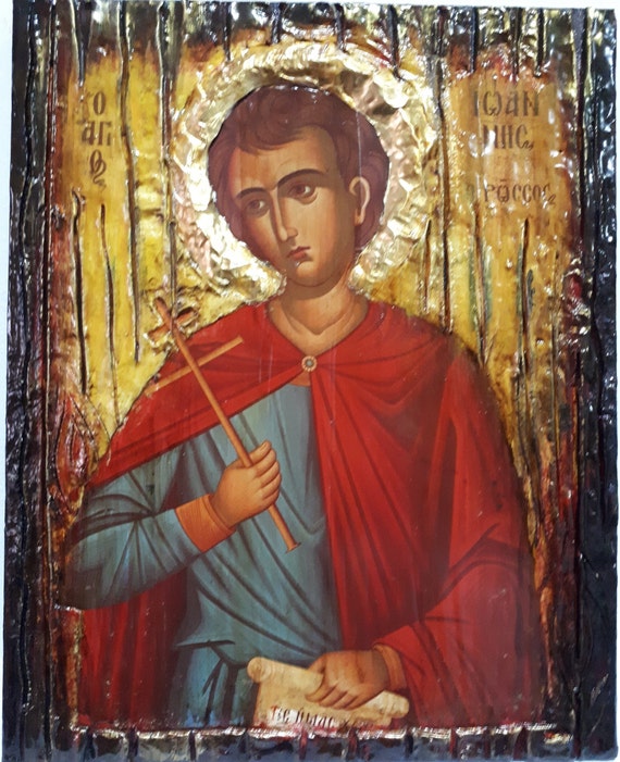 Saint John Ioannis the Russian of Evia Icon-Greek Orthodox Byzantine Wedding Gift Icons