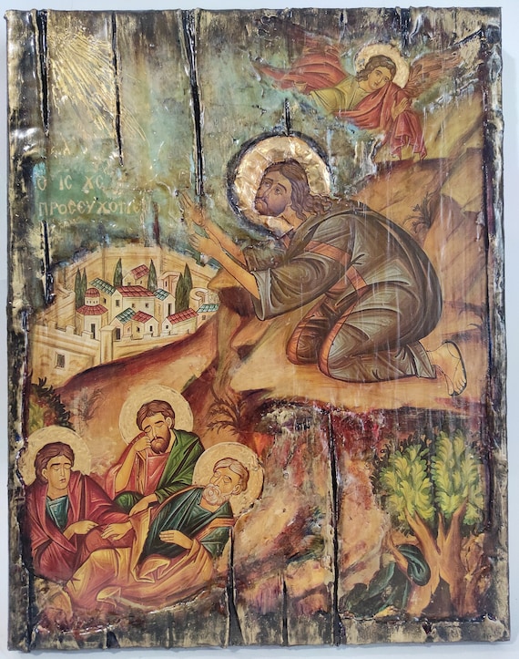 Jesus Christ Prayer in Gethsemane Icon -Greek Handmade Icons by Artists in Vanascollection