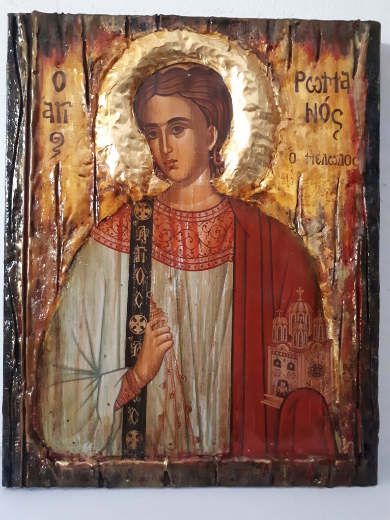 Saint St. Romanos the Melodist icon on Wood Icon-Orthodox Greek Christian Catholic Icons
