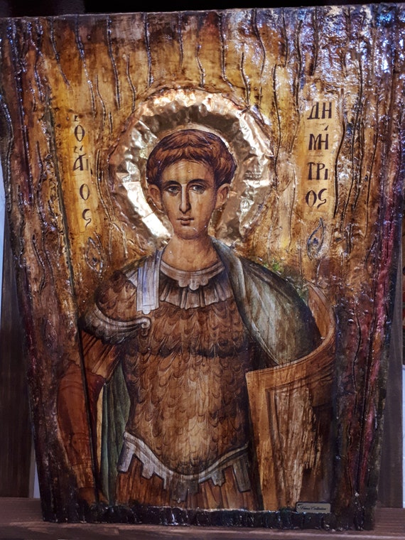 Saint St Dimitrios Demetrius Handmade Orthodox Icon Byzantine Rare Icons
