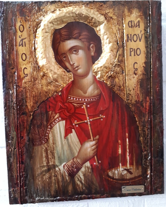 Saint St. Phanourios Fanourios Icon Handmade Greek Orthodox Byzantine Icons