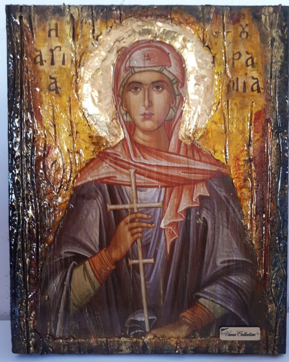 Saint St Ourania Urania Icon-Greek Byzantine Handmade Christian Icons