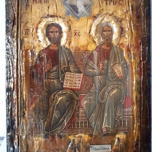 Holy Trinity Agia Trias Icon-greek Byzantine Handmade Icons - Etsy