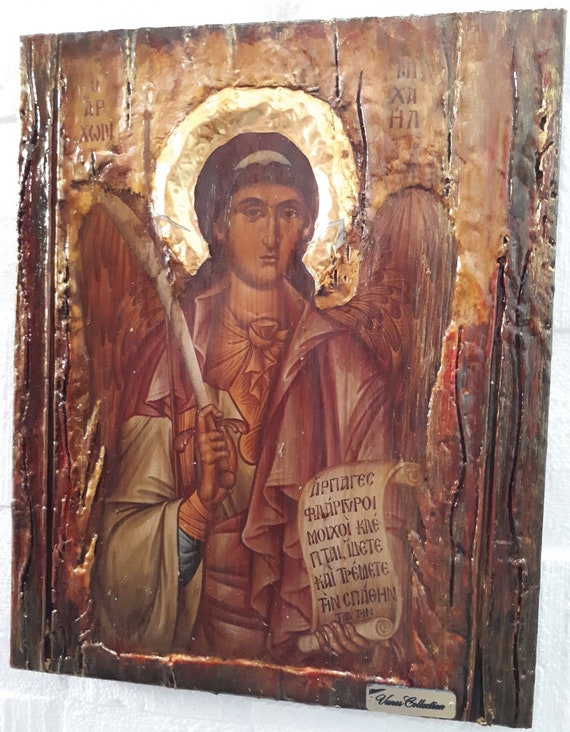 Holy Archangel Michael Greek Christian Orthodox Catholic Handmade Icon
