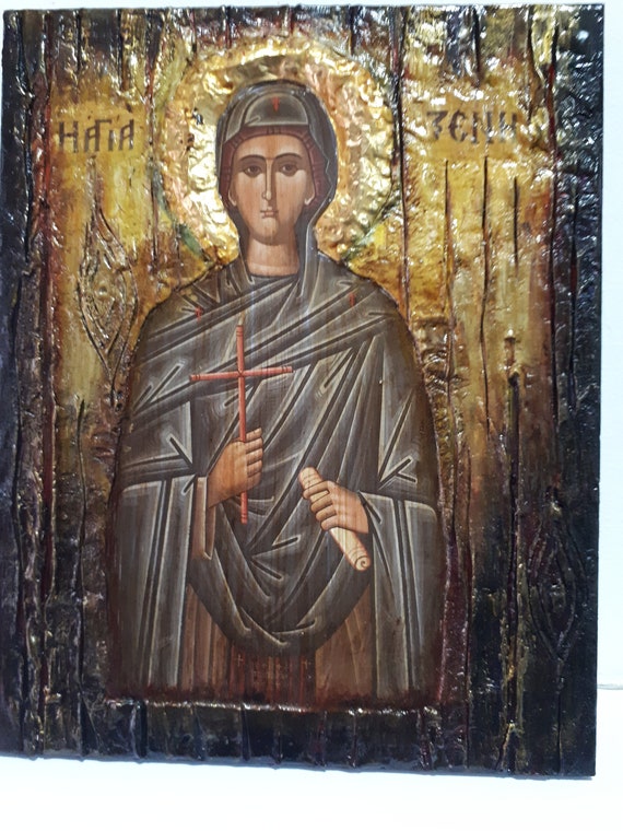 Saint St. Xeni of Rome Icon- Greek Orthodox Handmade Antique Style Icons