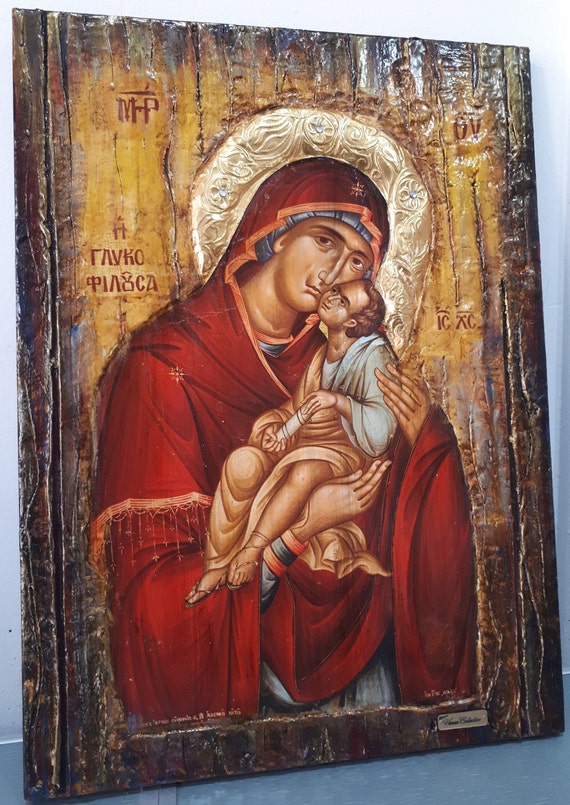 Virgin Mary Glykofilousa Panagia Glykophilousa- Greek Orthodox Byzantine Icons