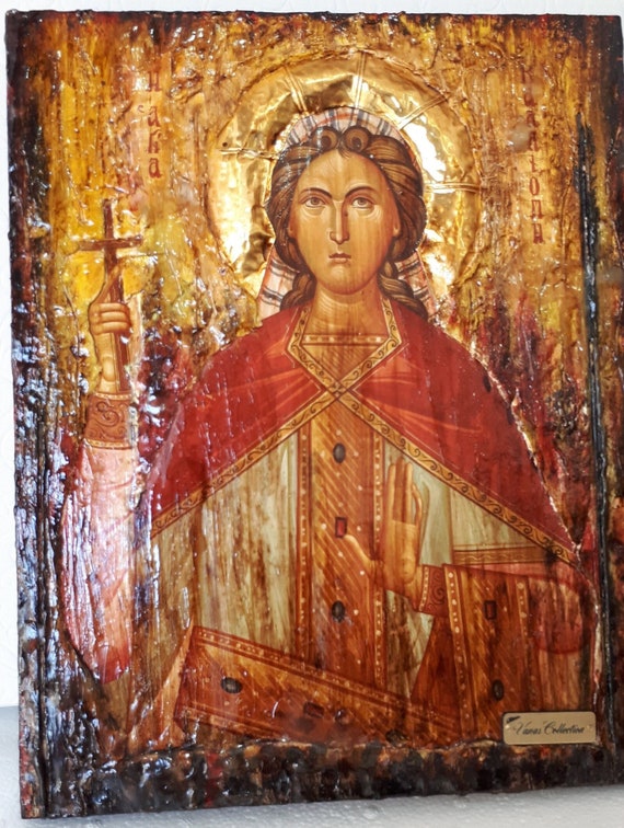 Saint St. Kalliopi - Kalliope the Martyr Icon - Greek Handmade Orthodox Rare Icon