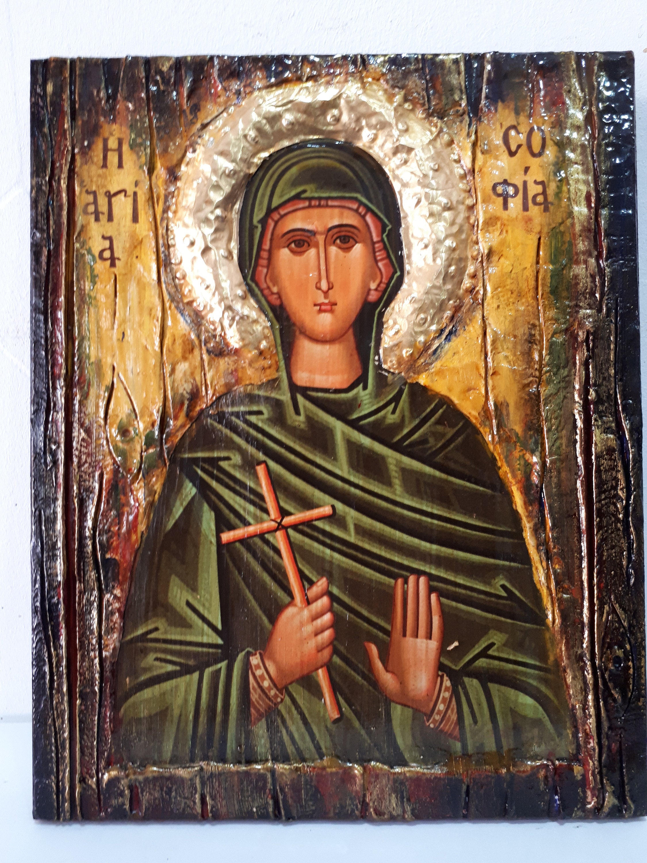 St Sophia Sofia the Martyr Icon Rare Byzantine Greek Orthodox Antique