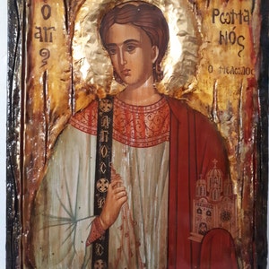 Saint St. Romanos the Melodist icon on Wood Icon-Orthodox Greek Christian Catholic Icons image 8