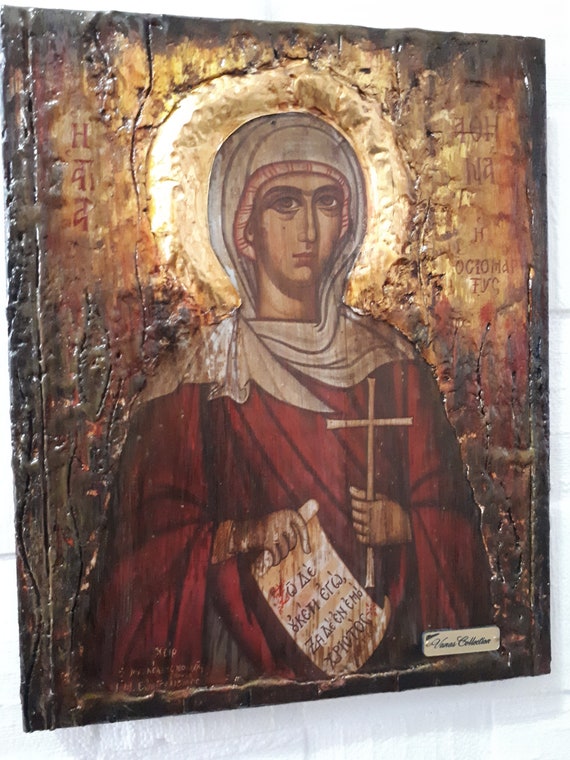 Saint Athena Martyr Icon-Rare Byzantine Greek Orthodox Antique Style Icons