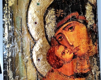 La Vergine Maria di Vladimir e Gesù - Cristianesimo Ortodosso Bizantino Greco Icone